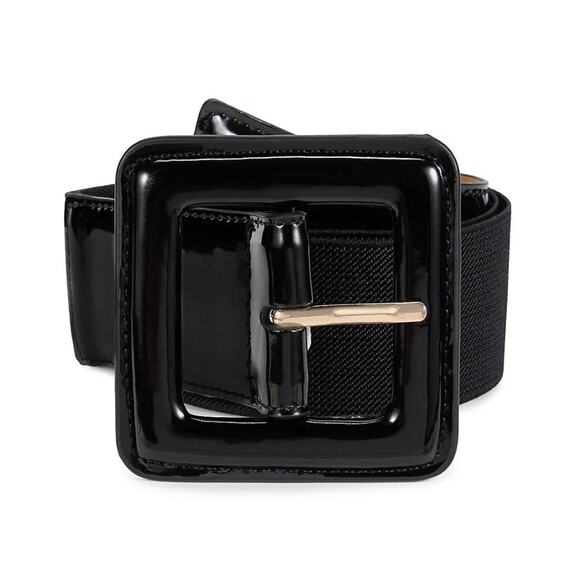 Kate Spade Wide Stretch Elastic Shiny Patent Leather Waist Belt in Black S/M NWT main image 11